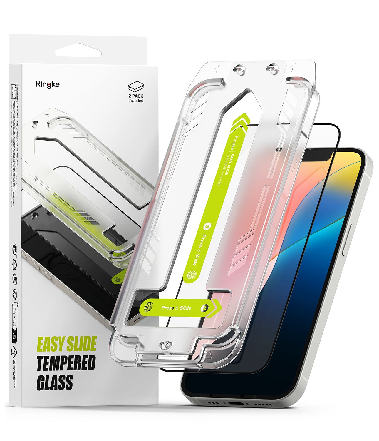 Easy Slide Premium Tempered Glass (2 Pack) Screen Protector for iPhone 16e / 14 / 13 Pro / 13