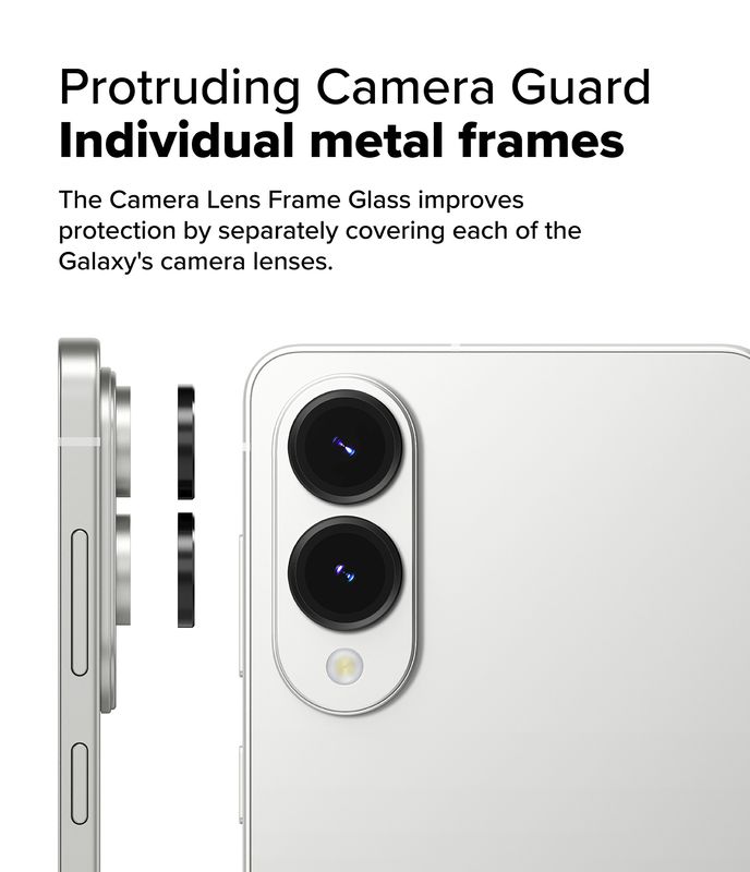 Camera Lens Protectors with Aluminium Alloy Frames for Galaxy S25 Edge - Black