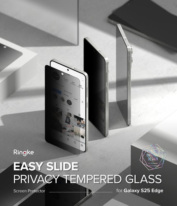 Privacy Easy Slide Premium Tempered Glass (2 Pack) Screen Protector for Galaxy S25 Edge