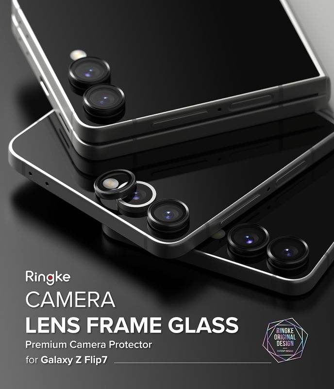 Camera Lens Protectors with Aluminium Alloy Frames for Galaxy Z Flip7 (Set) - Black - 2 Pack