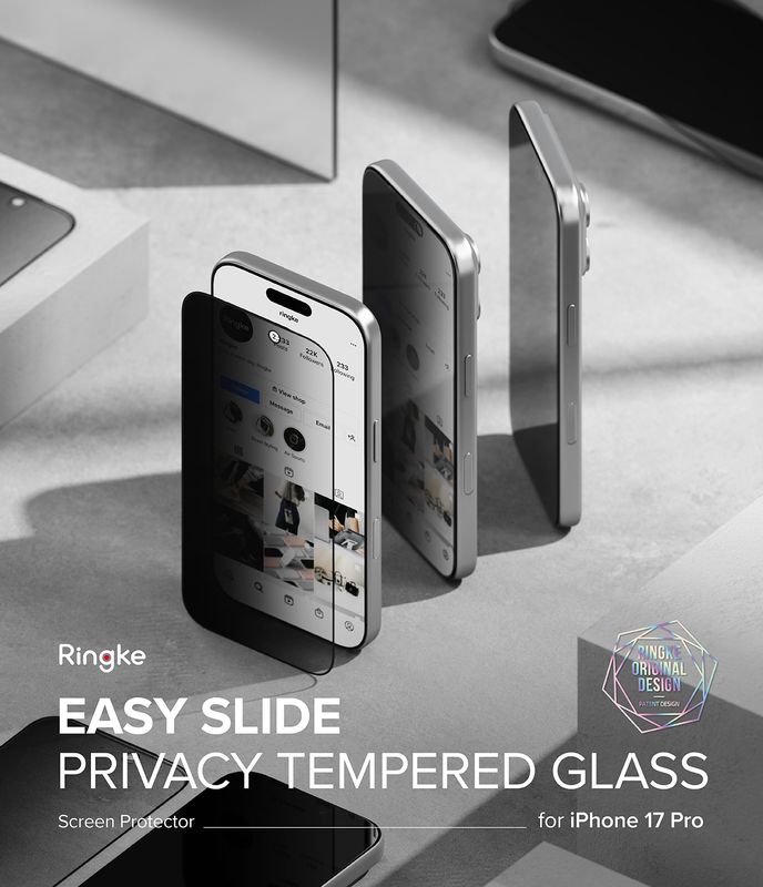 Privacy Easy Slide Premium Tempered Glass (2 Pack) Screen Protector for iPhone 17 Pro