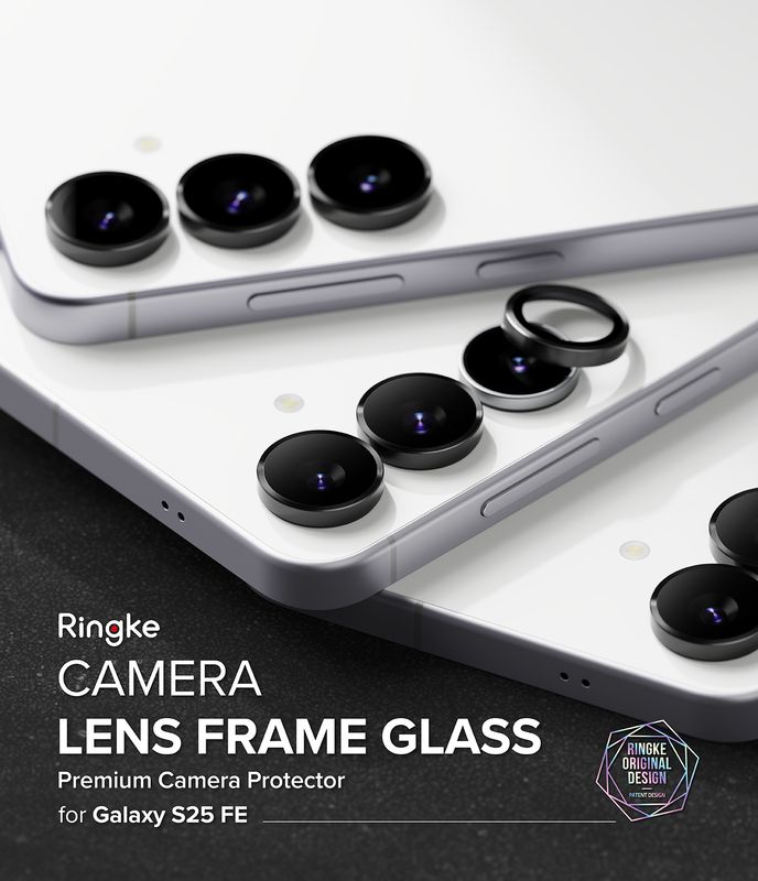 Camera Lens Protectors with Aluminium Alloy Frames for Galaxy S25 FE (2 Sets) - Black