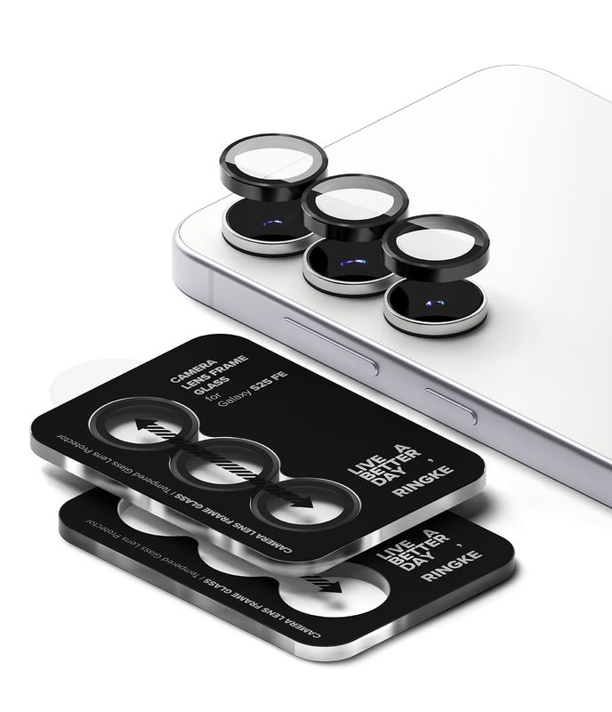 Camera Lens Protectors with Aluminium Alloy Frames for Galaxy S25 FE (2 Sets) - Black