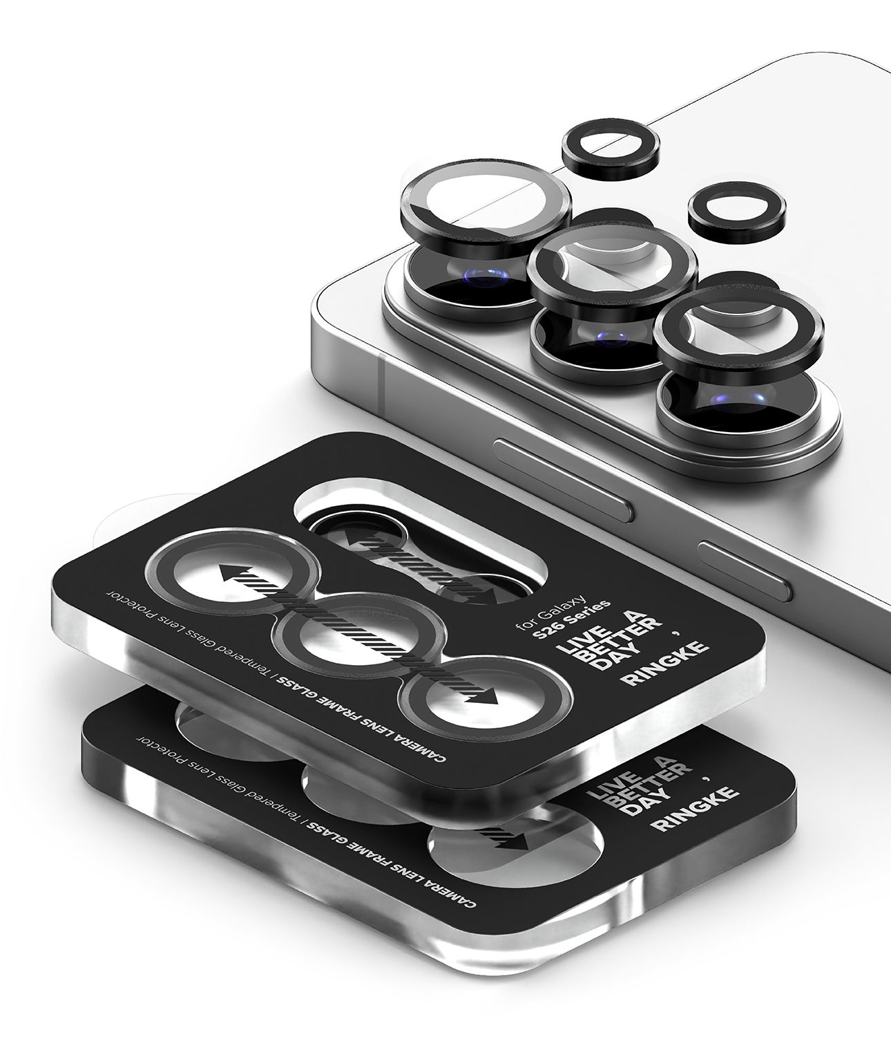 Camera Lens Protectors with Aluminium Alloy Frames for Galaxy S26 Ultra (2 Sets) - Black Camera Lens Protectors with Aluminium Alloy Frames for Galaxy S26 Ultra (2 Sets) - Black