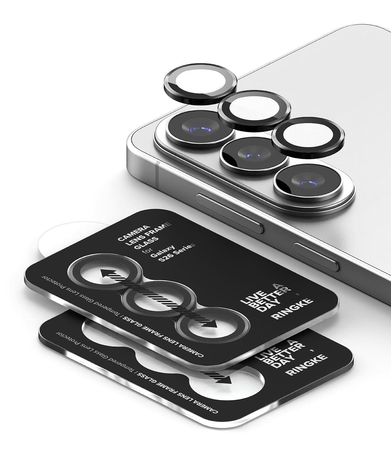 Camera Lens Protectors with Aluminium Alloy Frames for Galaxy S26 Plus / S26 (2 Sets) - Black Camera Lens Protectors with Aluminium Alloy Frames for Galaxy S26 Plus / S26 (2 Sets) - Black