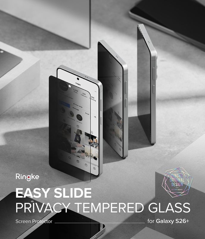 Privacy Easy Slide Premium Tempered Glass (2 Pack) Screen Protector for Galaxy S26 Plus