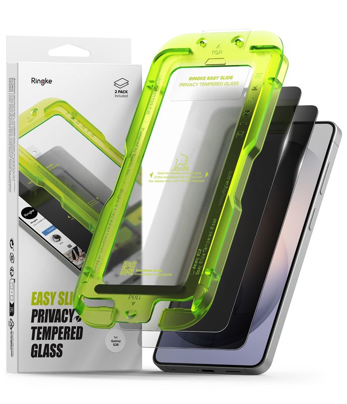 Privacy Easy Slide Premium Tempered Glass (2 Pack) Screen Protector for Galaxy S26 Privacy Easy Slide Premium Tempered Glass (2 Pack) Screen Protector for Galaxy S26