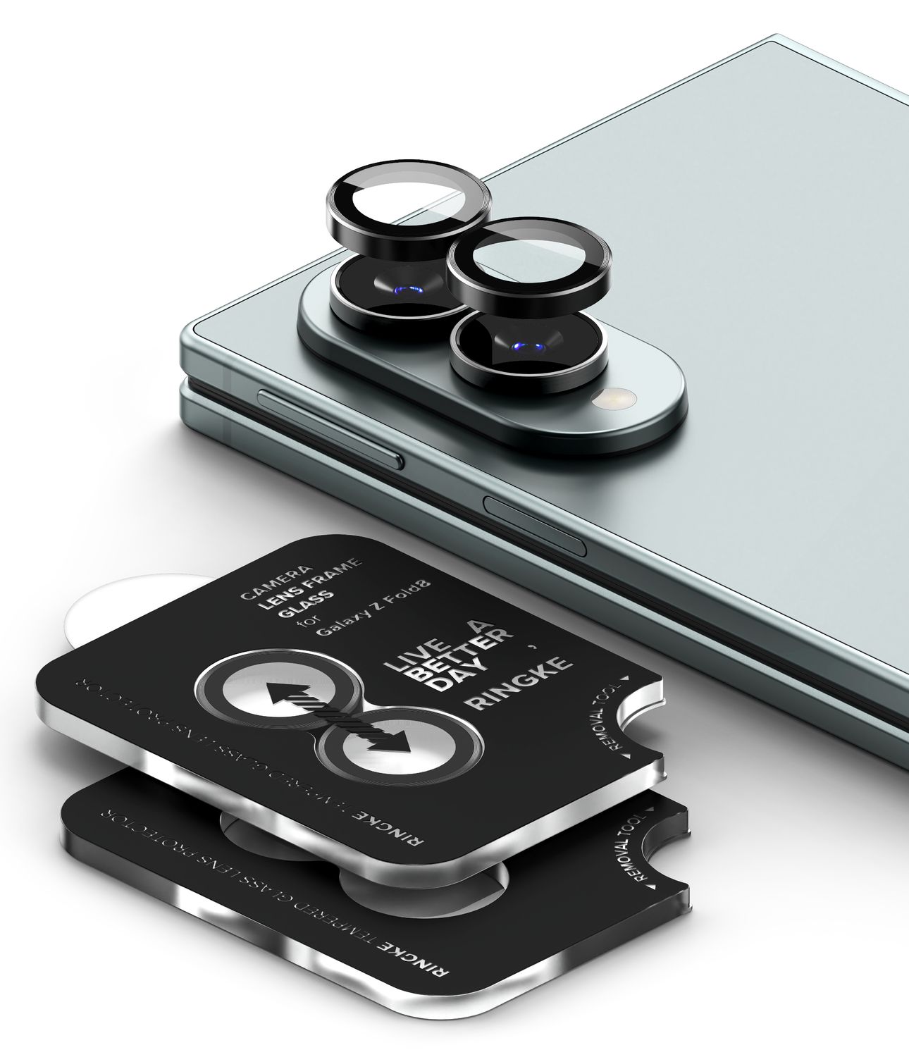 Camera Lens Protectors with Aluminium Alloy Frames for Galaxy Z Fold8 (Set) - Black - 2 Pack