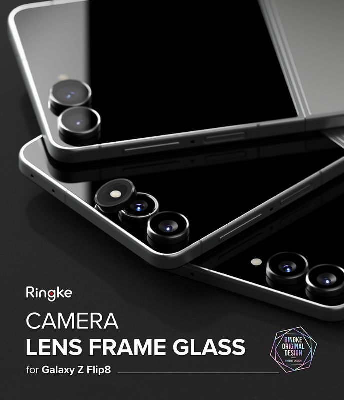 Camera Lens Protectors with Aluminium Alloy Frames for Galaxy Z Flip8 (Set) - Black - 2 Pack