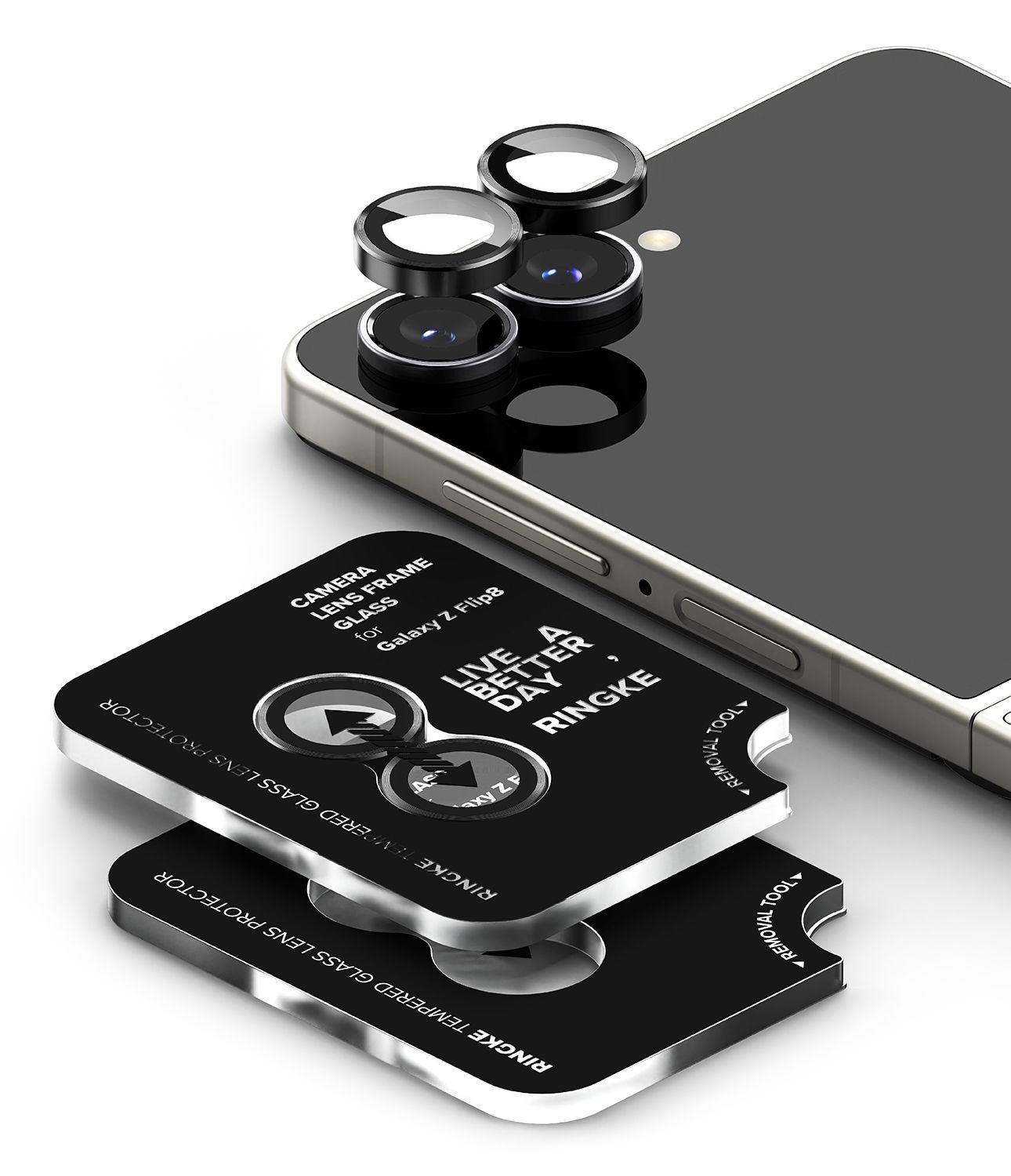 Camera Lens Protectors with Aluminium Alloy Frames for Galaxy Z Flip8 (Set) - Black - 2 Pack Camera Lens Protectors with Aluminium Alloy Frames for Galaxy Z Flip8 (Set) - Black - 2 Pack