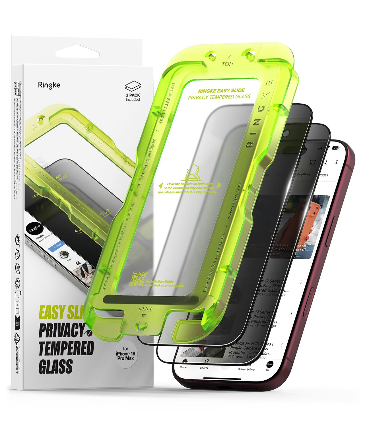 Privacy Easy Slide Premium Tempered Glass (2 Pack) Screen Protector for iPhone 18 Pro Max Privacy Easy Slide Premium Tempered Glass (2 Pack) Screen Protector for iPhone 18 Pro Max