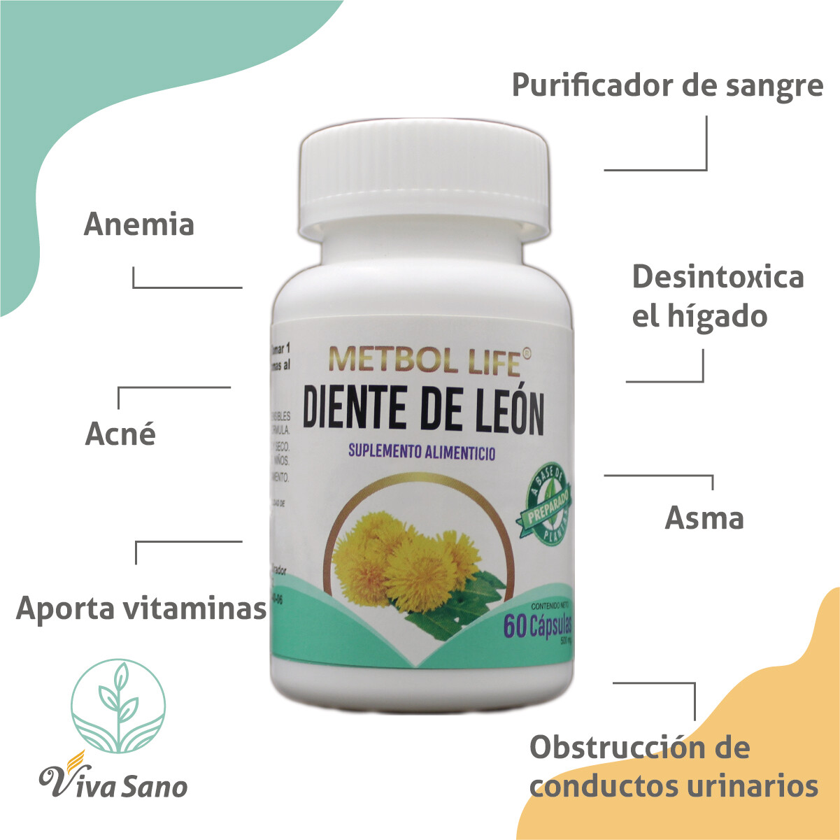 Diente de León 60 cápsulas 500mg c/u