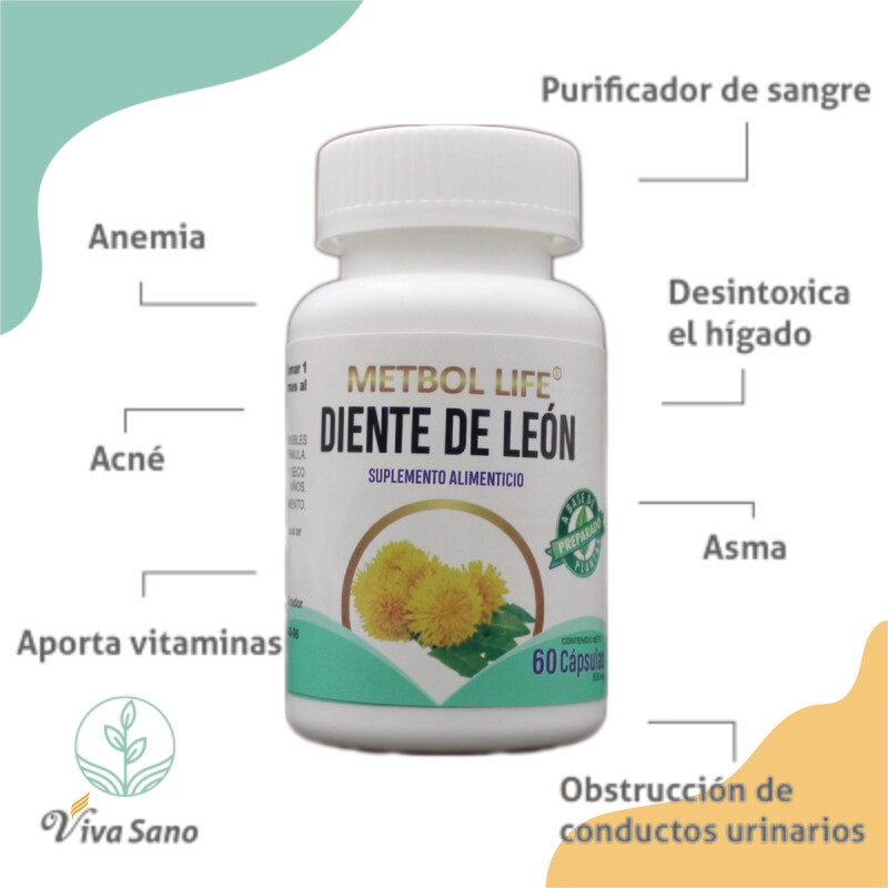 Diente de León 60 cápsulas 500mg c/u