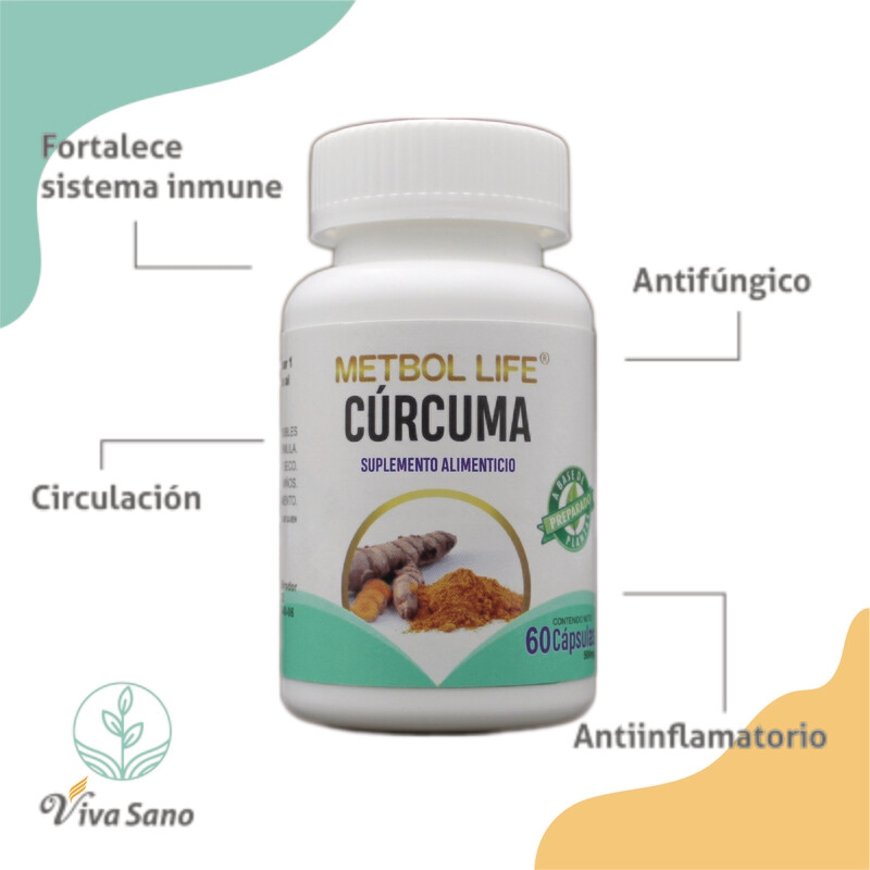 Cúrcuma 30 cápsulas de 500mg c/u