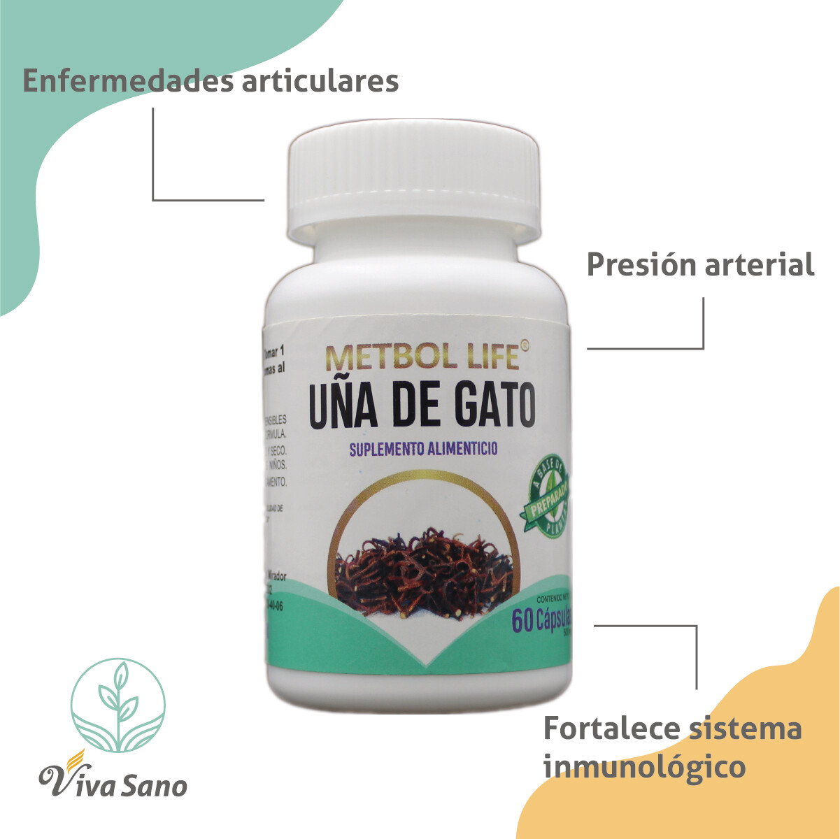 Uña de Gato 60 Cápsulas de 500mg c/u