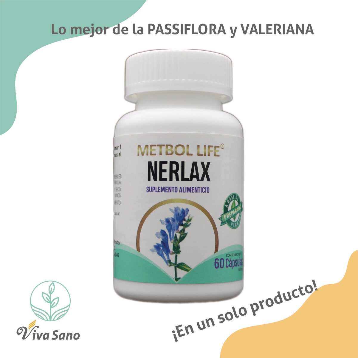 Nerlax 60 cápsulas 500mg c/u
