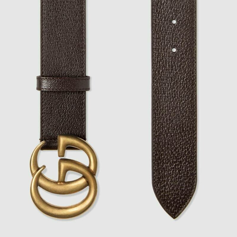 Leather belt with Double G buckle