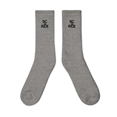 DC AS F*CK Embroidered socks--black on gray