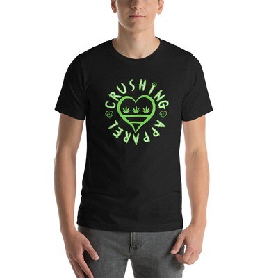 Crushing Cannabis Short-Sleeve Unisex T-Shirt (green & white print)