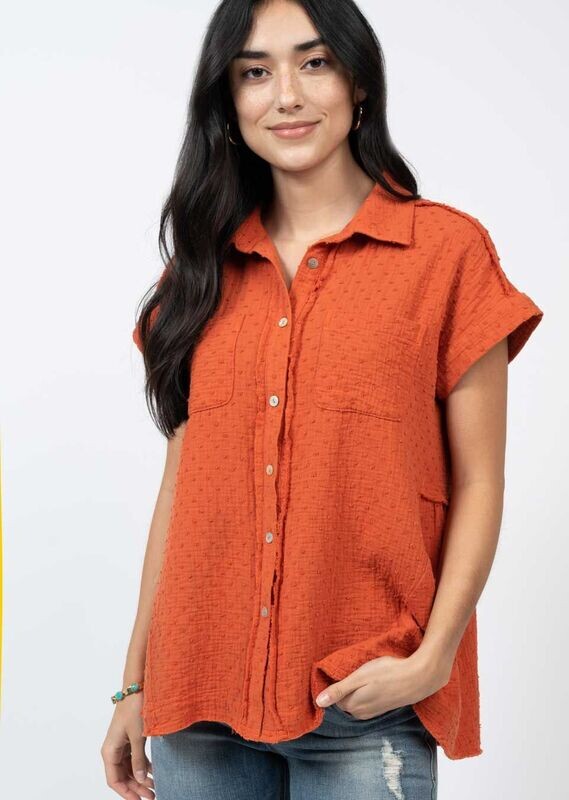 Ivy Jane Clip Dot Shacket in Tangerine