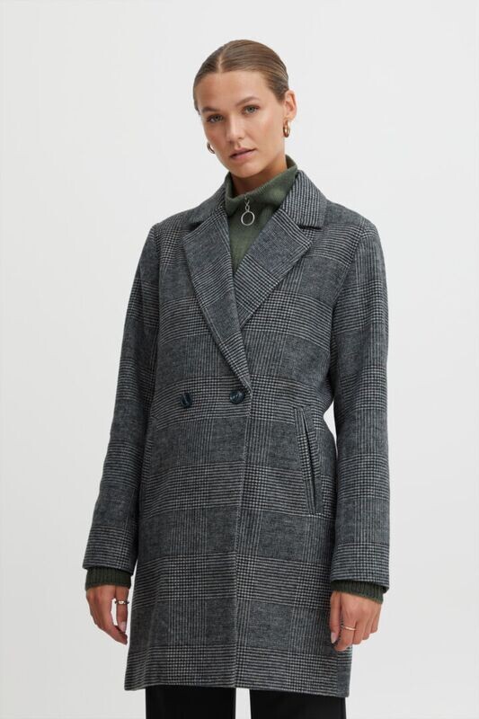 Ichi Janny Check Jacket in Green