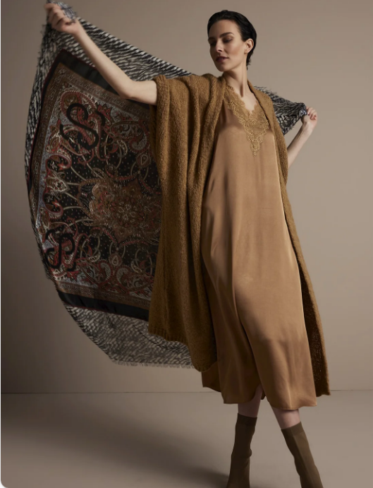 Summum Silky Satin Dress in Wood