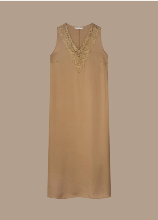 Summum Silky Satin Dress in Wood