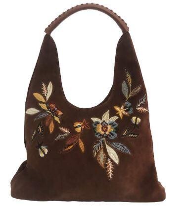 Parma Bucket Bag X Feathery Leaf in Brown Suede