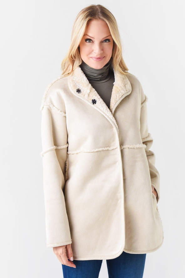Dylan Lux Suede and Sherpa Coat