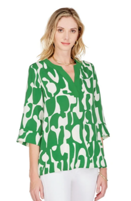 Jade Trimmed Tunic in Puzzle Green