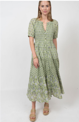 Ivy Jane 3 Print Smocked Dress in Mint