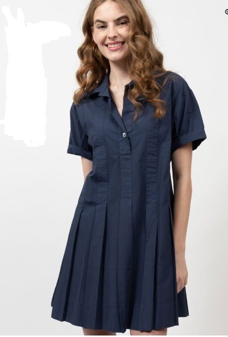Ivy Jane Pleated Shirt Dress in Navy