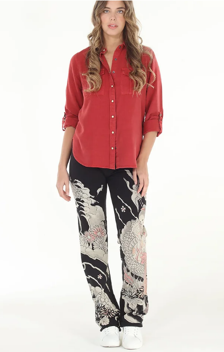 Paparazzi Dragon Print F/T Pant in Black