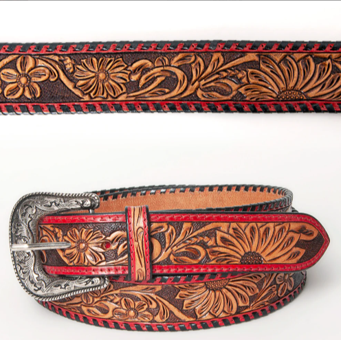 American Darling Genuine Leather Tooled Belt 