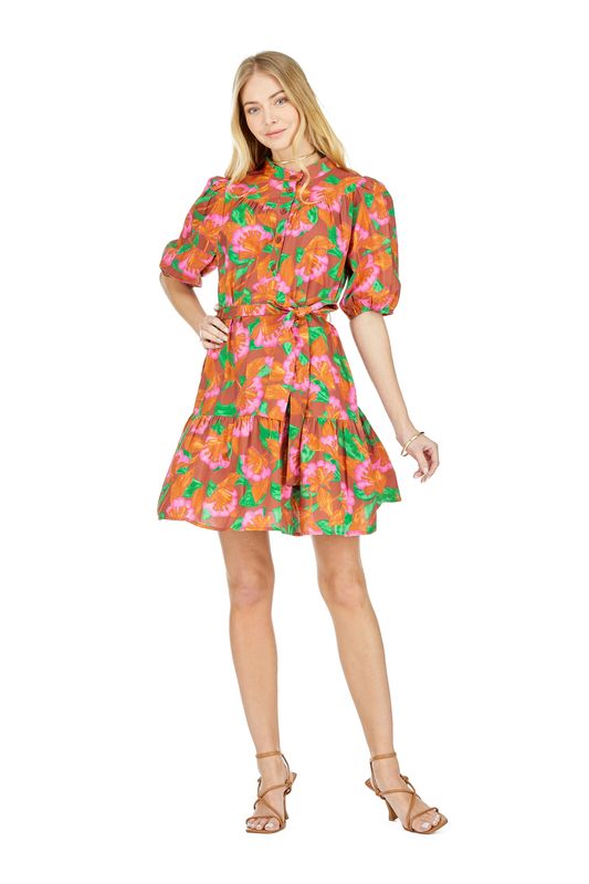 Joy Joy Emb. Plkt Sleeve Dress in Rustic
