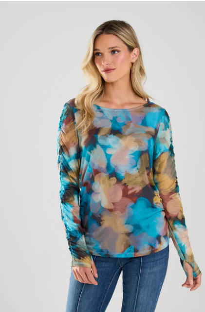 FDJ Mesh Top Print in Turquoise