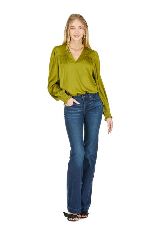 Joy Joy V-Neck Blouse in Olive