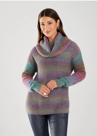 FDJ Cowl Neck Spacedye Sweater in Cool