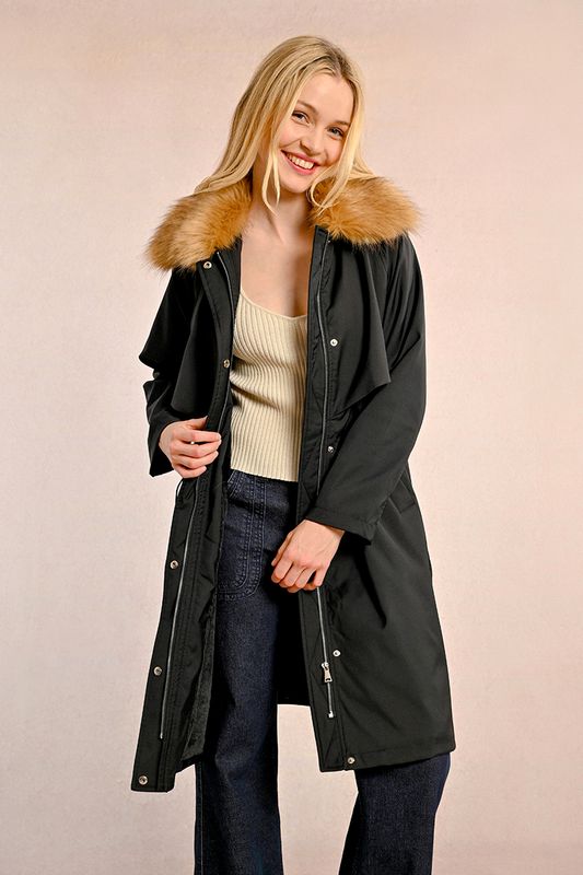 Molly Bracken Ladies Woven Parka in Black