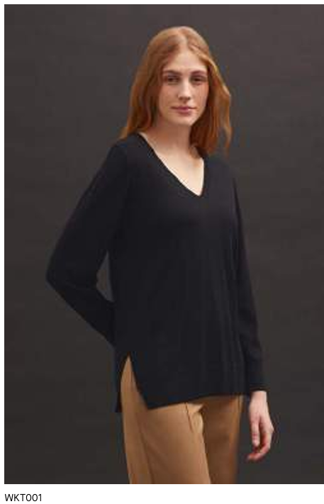 Nice Things Long V-Neck Sweater in Black