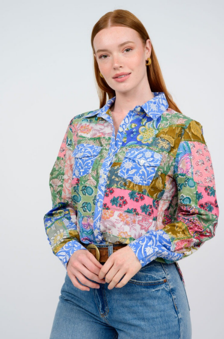 Ivy Jane Patchwork Camp Shirt in Multi