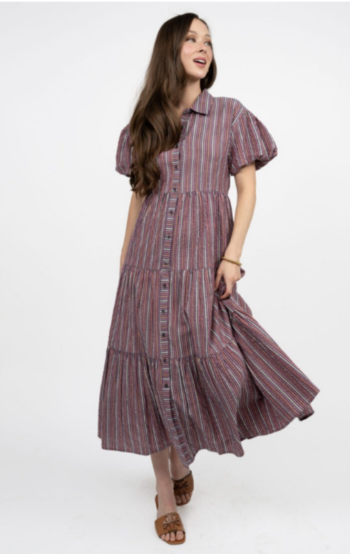 Ivy Jane Layers of Stripes Dress in Navy
