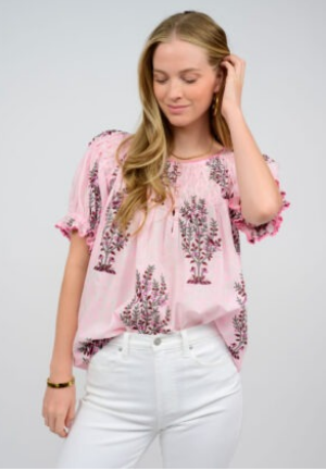 Ivy Jane Blocked and Tucked Top in Pink