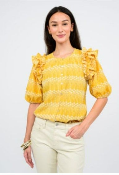 Ivy Jane Daisy Eyelet Top in Gold