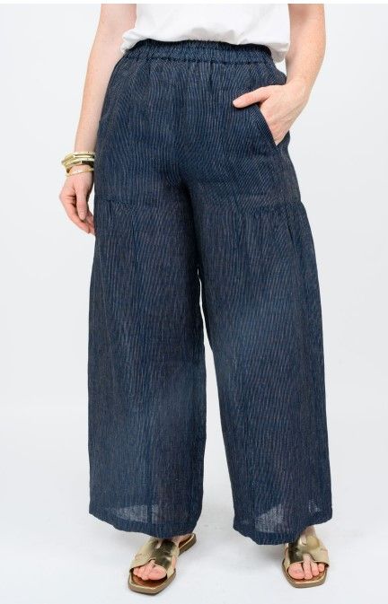 Ivy Jane Wide Leg Striped Pant in Navy
