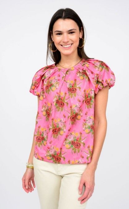 Ivy Jane Pleated Neck Top in Pink