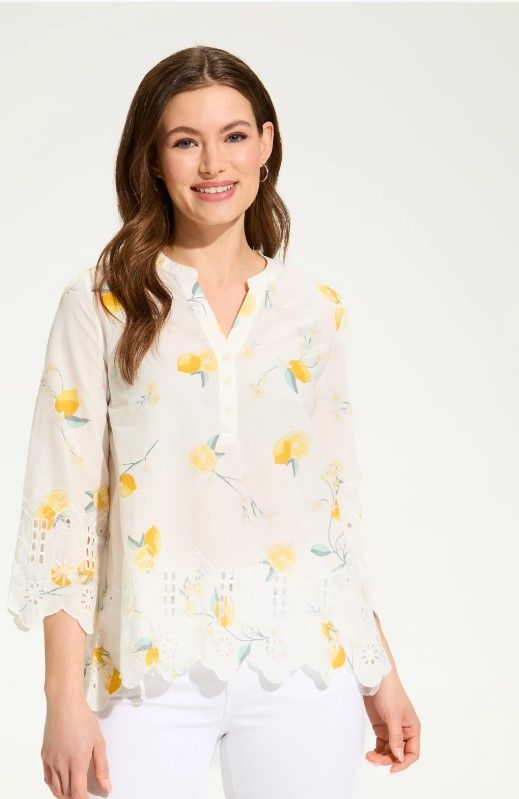FDJ Placed Eyelet Top in Lemon