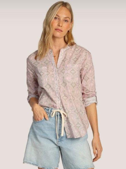 Dylan Roll-Up Sleeve Shirt in Blush