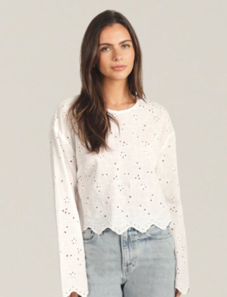 Dylan All Day Eyelet Long Sleeve in White