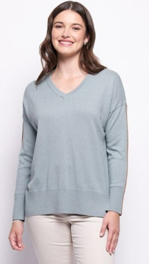 Foil Born Leader Sweater in Duck Egg/Caramel